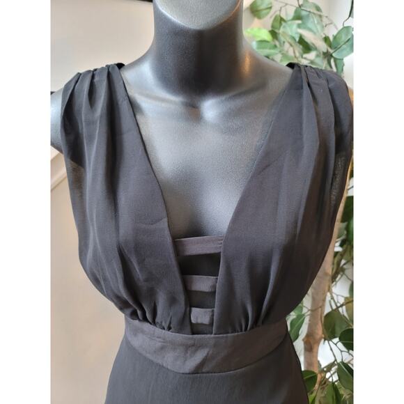 Casting Girl Dress Women Large Black Sleeveless High Low Sheer Evening Formal - Picture 6 of 13